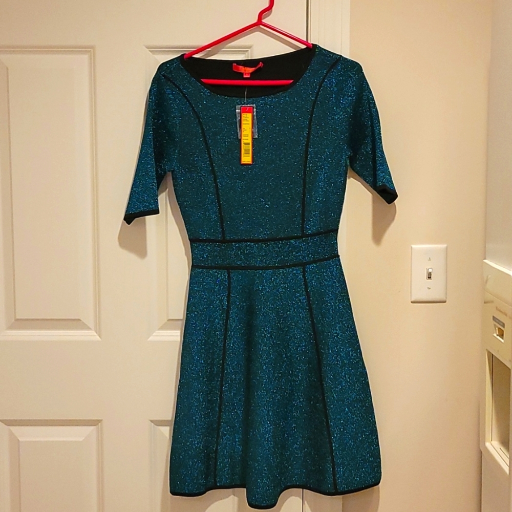 Catherine Malandrino Dress Holland Knit NWT black/topaz. Size S stardust